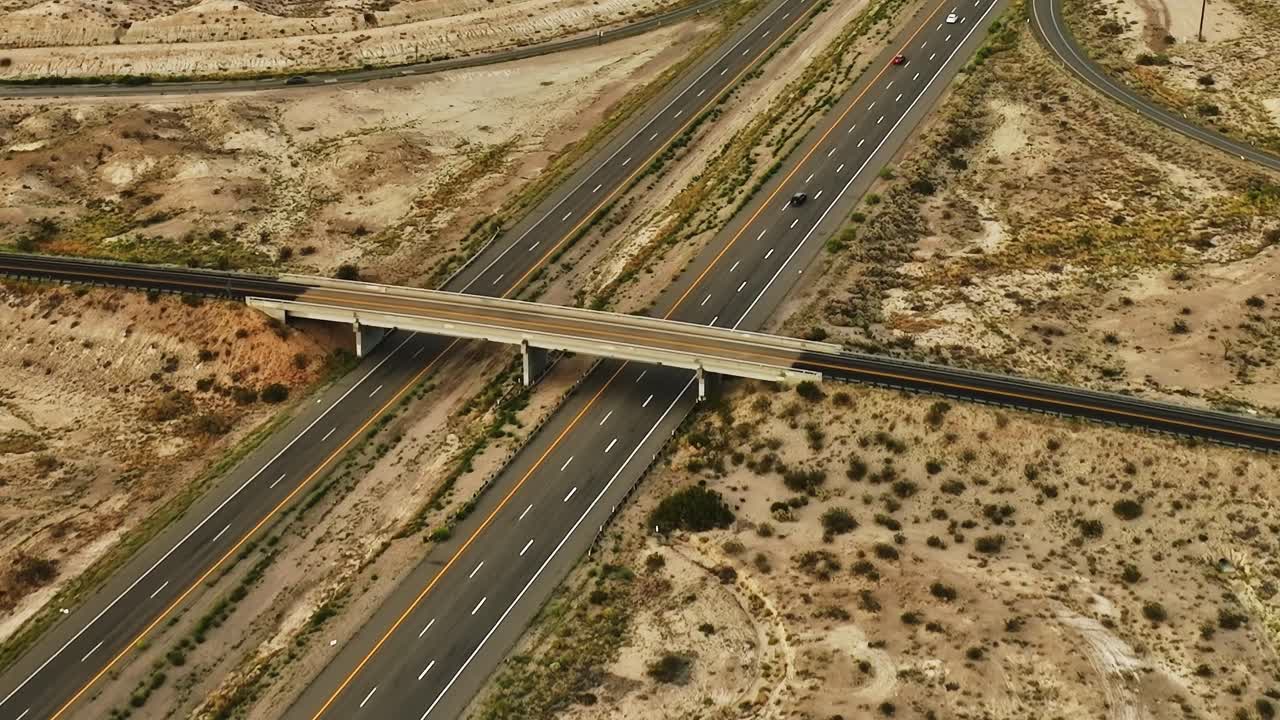 Flussi di traffico su strade e autostrade in una regione desertica degli Stati Uniti