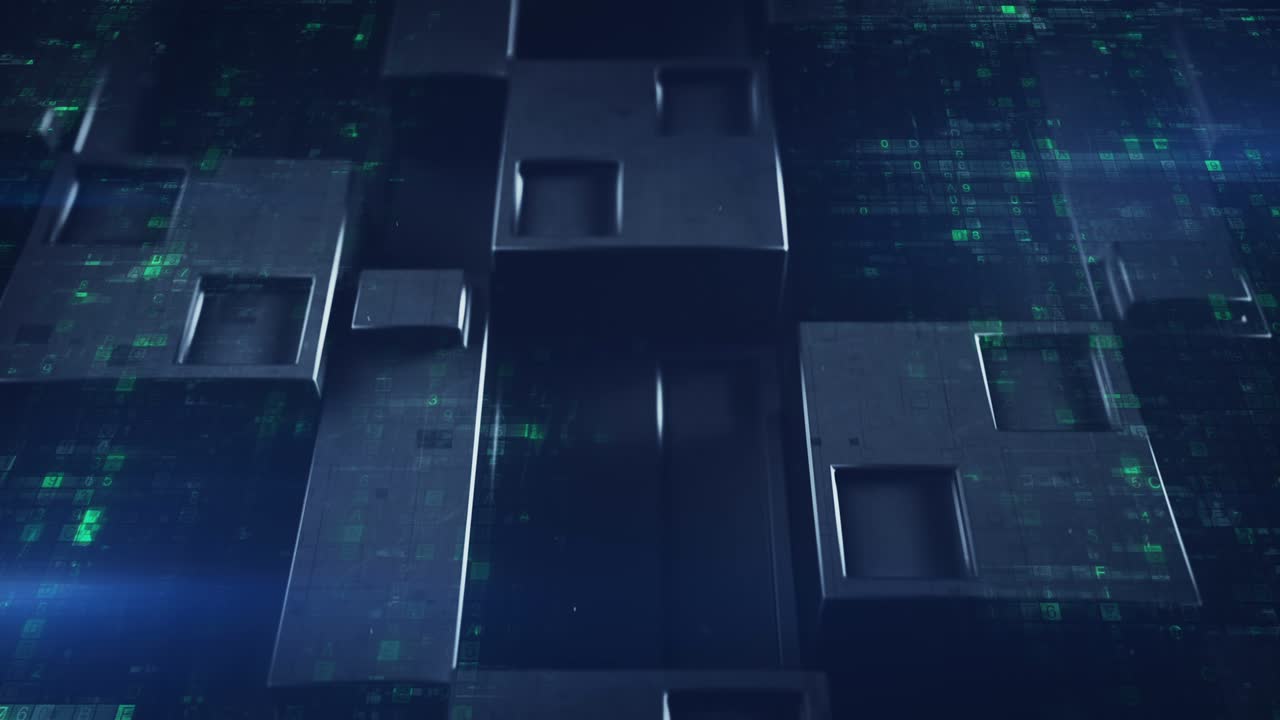 Futuristic technology structure and digital data 3D render loopable animation