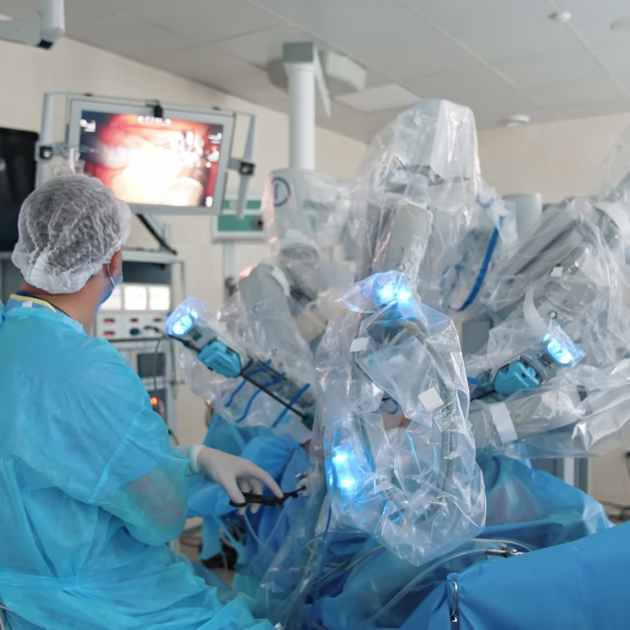 Modern operating system working in the ward. Emergency sterile technology equipment