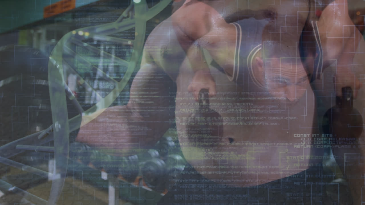 animación del procesamiento de datos médicos sobre hombres caucásicos en forma