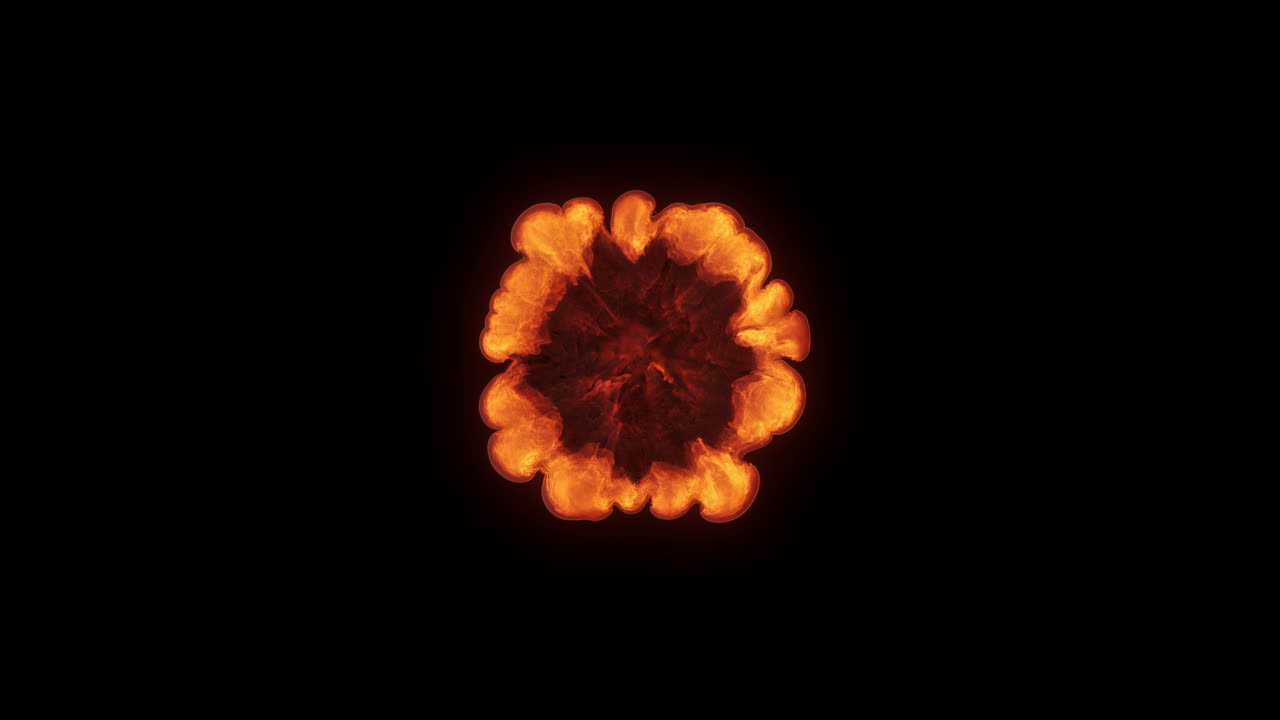 Isolated Fire Burst Expanding into Dark Smoke