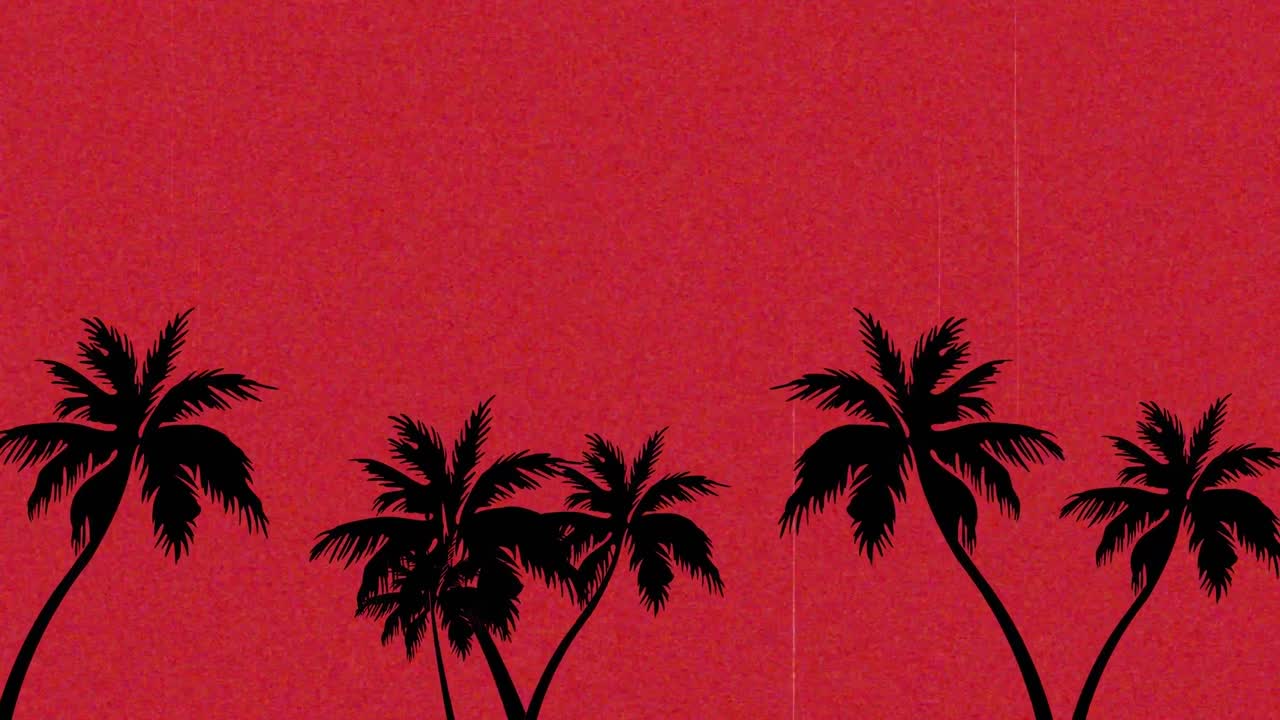 Animation of palm trees over red background