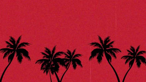 animación de palmeras sobre un fondo rojo