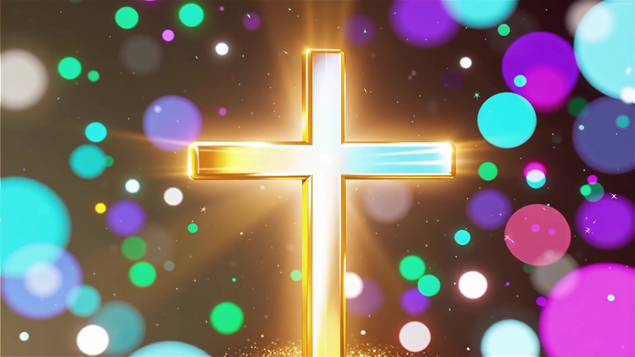 Christliches Kreuz, himmlisches Licht, Anbetungshintergrund.