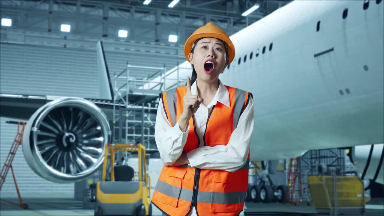 meccanico di aerei in un hangar