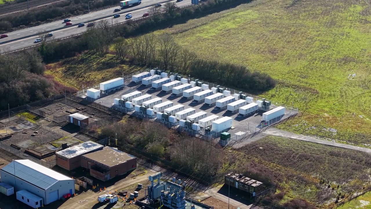 Drone Shot of Battery Energy Storage System Near Luton Substation