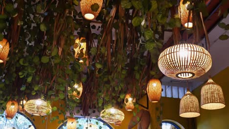 creative overhead lighting at a cafe in da nang, vietnam.