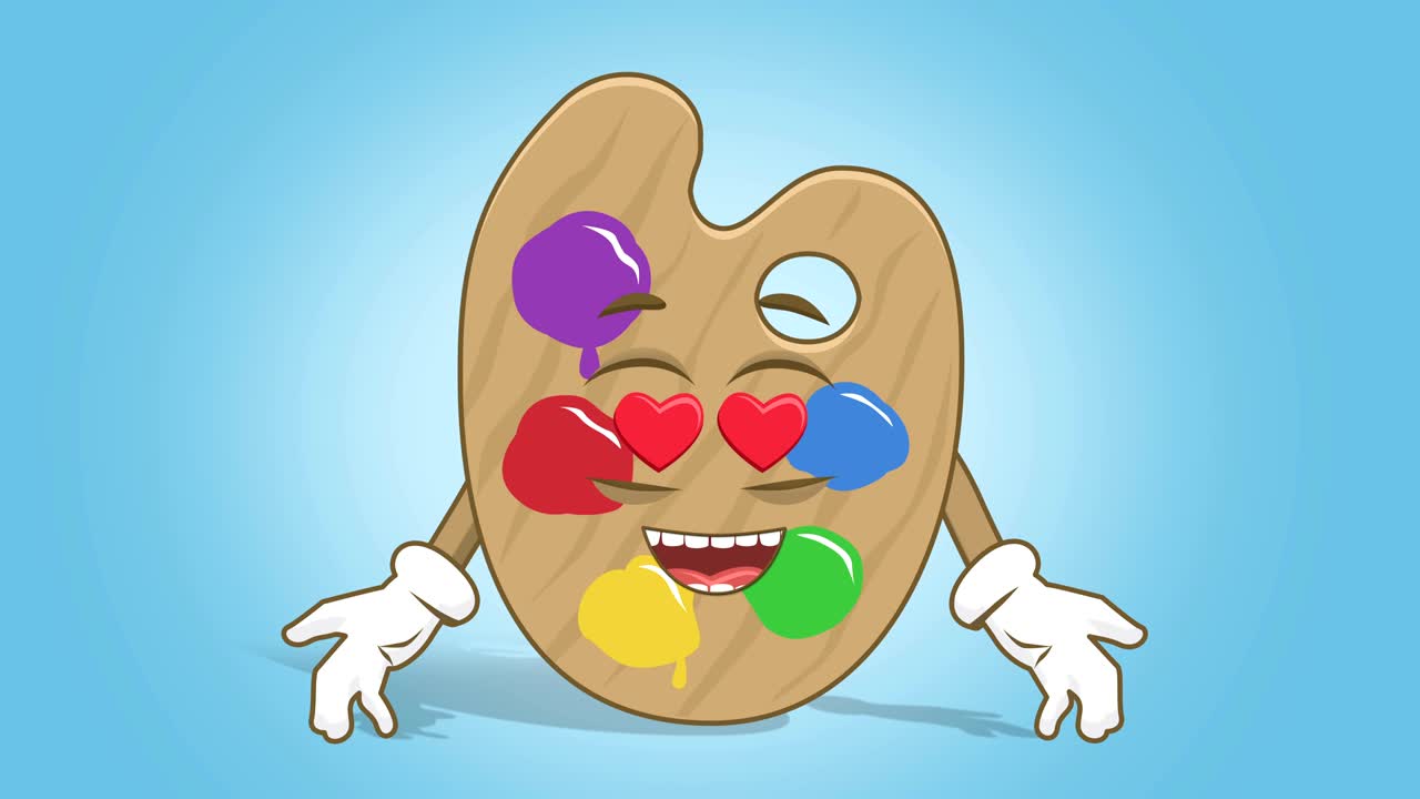 만화 예술가 색상 패 사랑 심장 얼굴 애니메이션 알파 매트