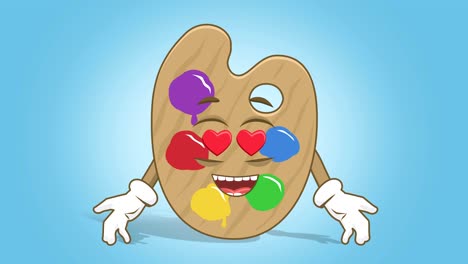 artista de dibujos animados paleta de colores amor corazón ojos con cara animación alfa mate