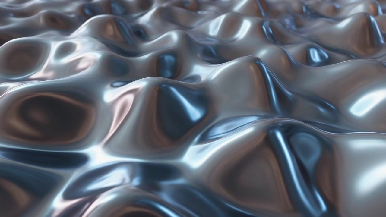 Abstract Liquid Silver Surface with Rippling Waves