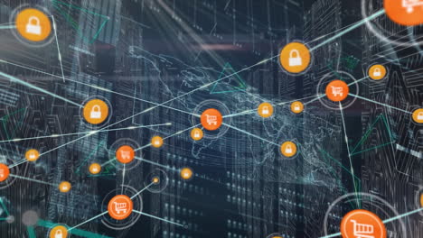 animation of network of connections over data processing