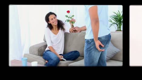 montaje de parejas encantadoras compartiendo buenos momentos