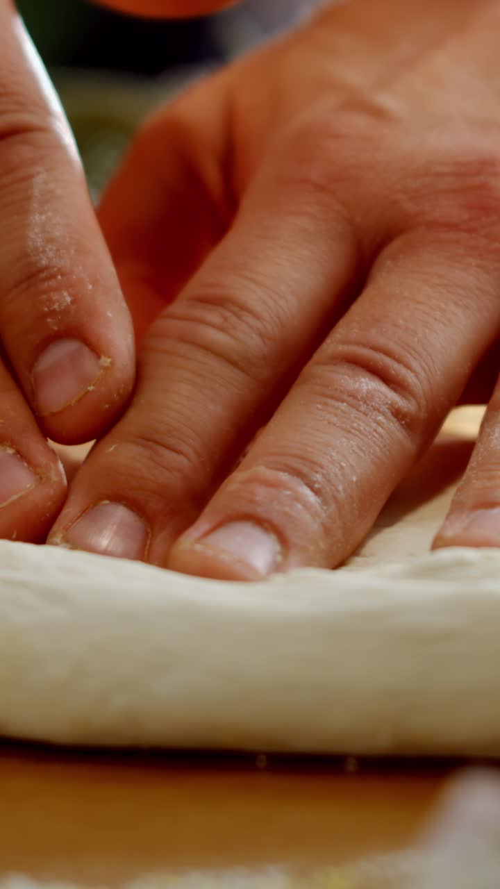 Making dough with hands