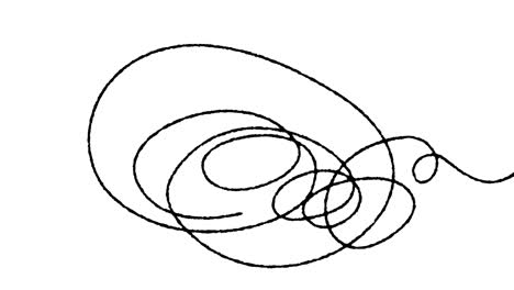 animation black hand drawn tangle with scrawl, scribble, circles. doodle thread drawing chaotic abstract background. self drawing animation of line. alpha channel. video 4k for dynamic web design