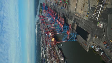 shipping port of hamburg, commercial, hamburg, germany, establishing drone, vertical