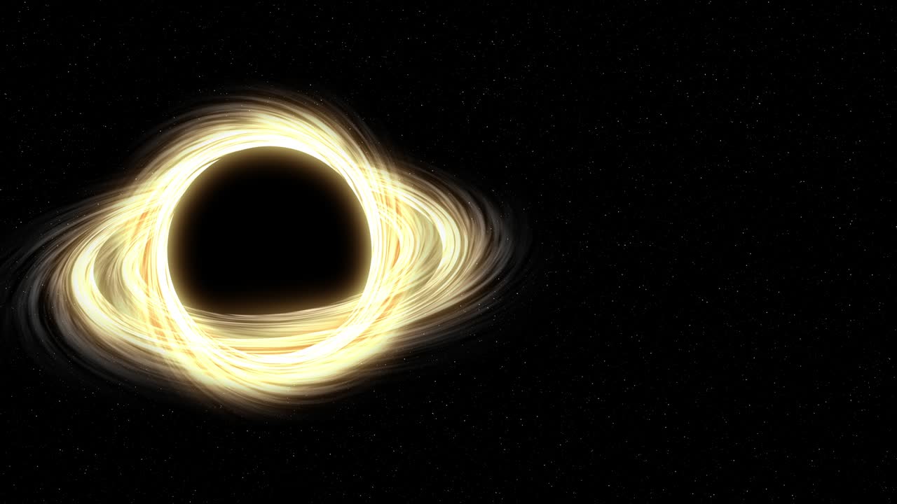 agujero negro supermasivo en el espacio exterior. animación de bucle 3d con espacio de copia