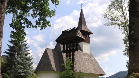 Wooden-Structure-Outside-The-Church-Of-Old-Lupsa-Monastery-In-Alba-County,-Romania