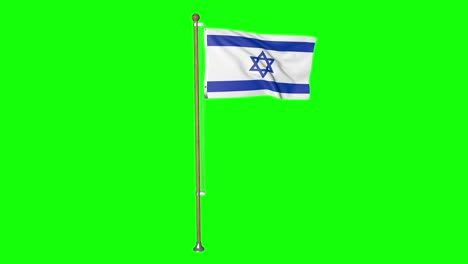 green screen realistic loop israeli flag israel with flagpole waving in the wind