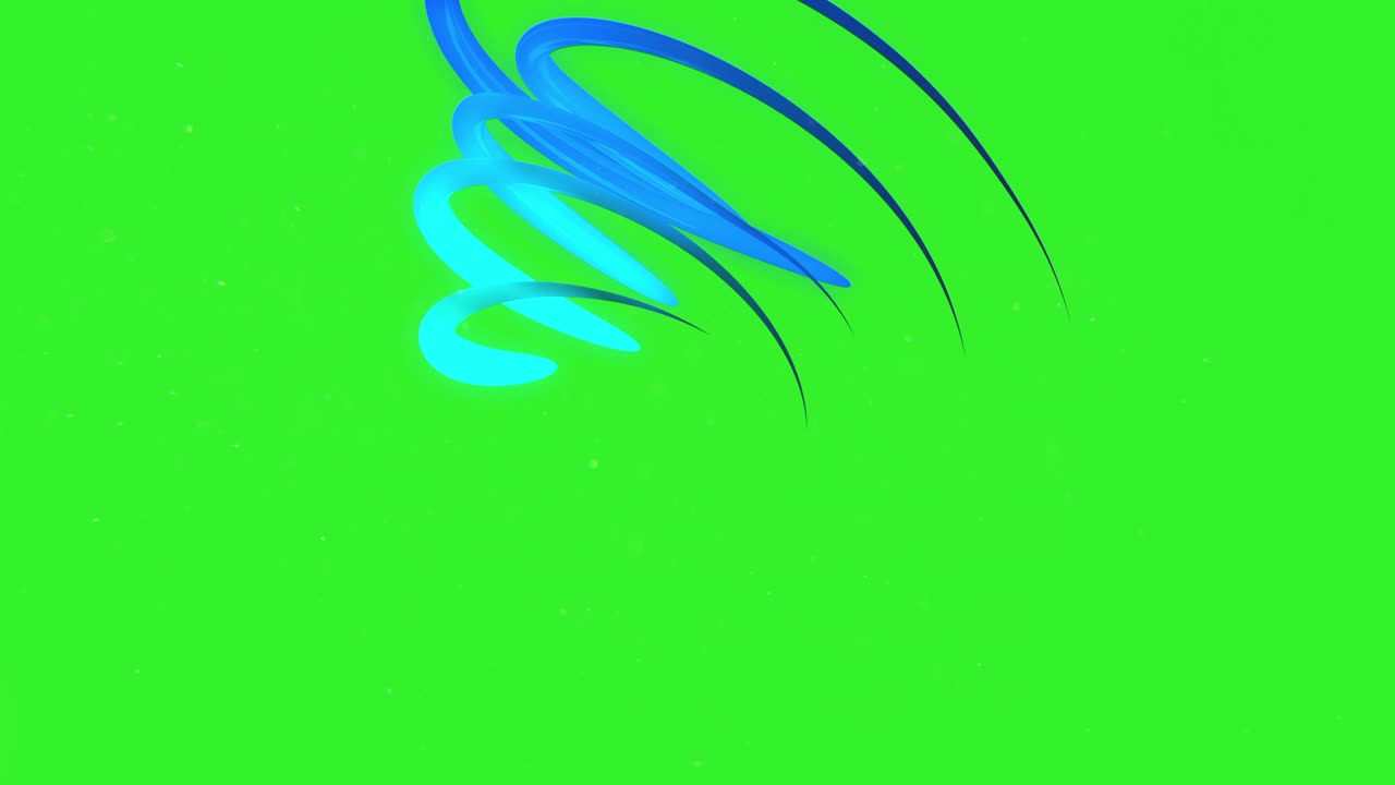 4k video of abstract shiny blue design elements on green background.