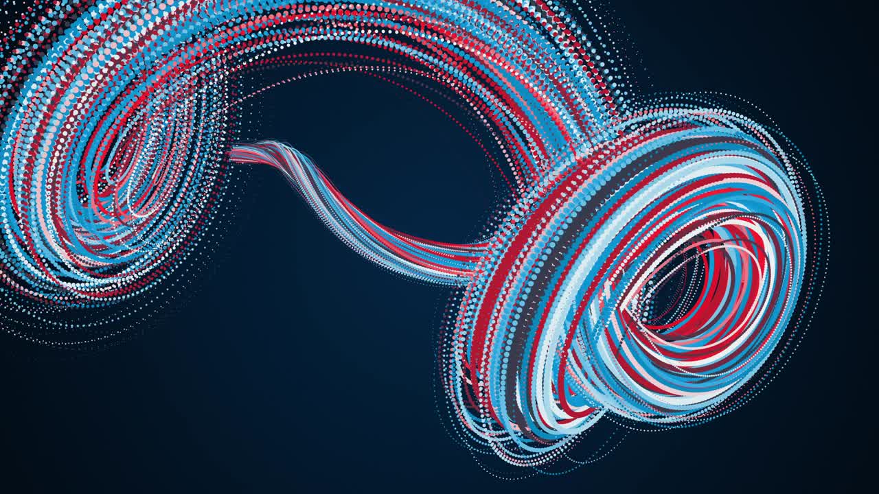 elemento abstracto en espiral a partir de partículas, generado por computadora. fondo de vórtice de renderización 3d