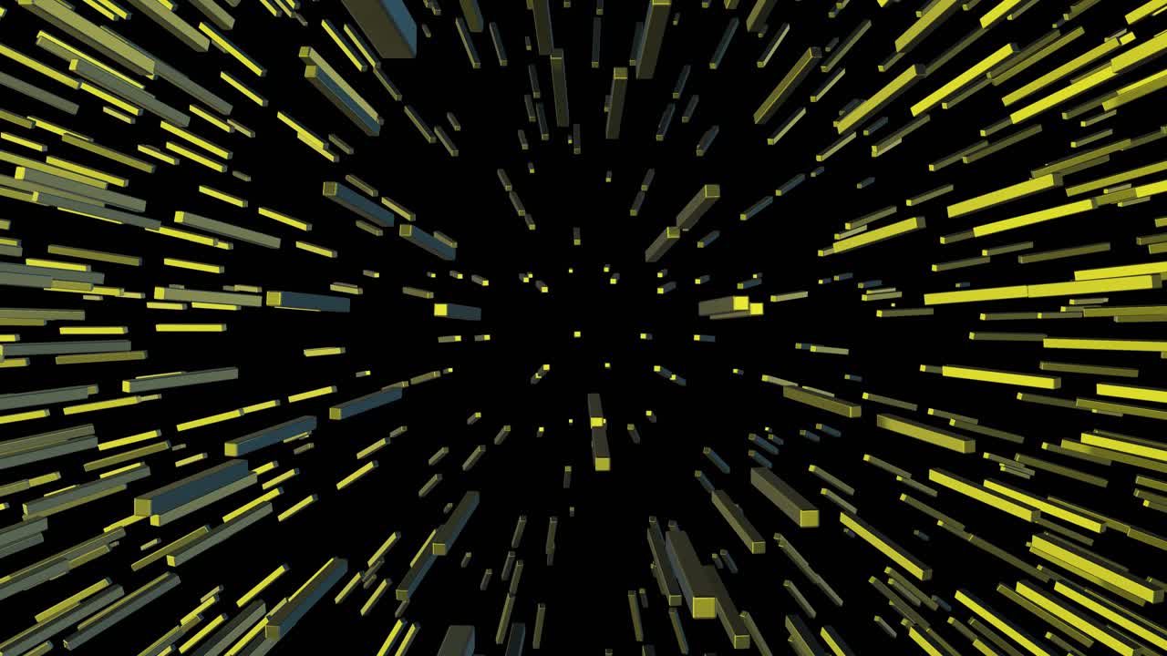 Abstrakte 3D-Animation von geometrischen Balken, die nach außen schießen