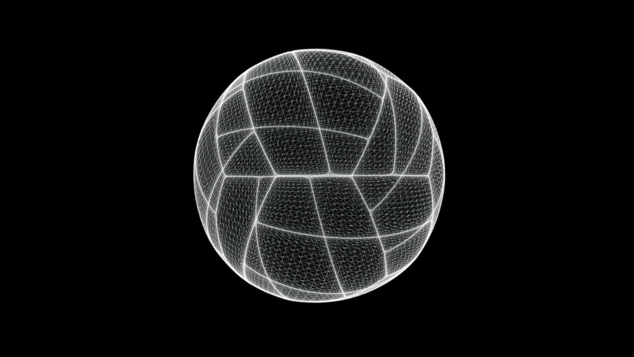 Hologram screen 3d of volleyball ball - loop