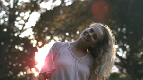 attractive woman shaking her hair