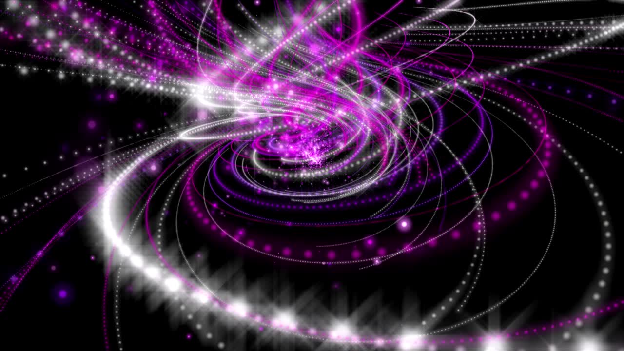 animación futurista con objeto de rayas y partículas brillantes en cámara lenta, 4096x2304 bucle 4k