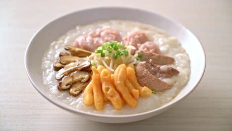 pork congee or porridge with pork bowl