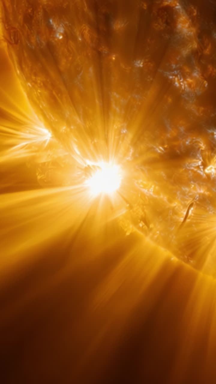 Erupção Solar Radiante Emanando Luz e Calor Intensos, Capturando a Energia Dinâmica e a Beleza do Sol em Dois Quadros Impactantes.