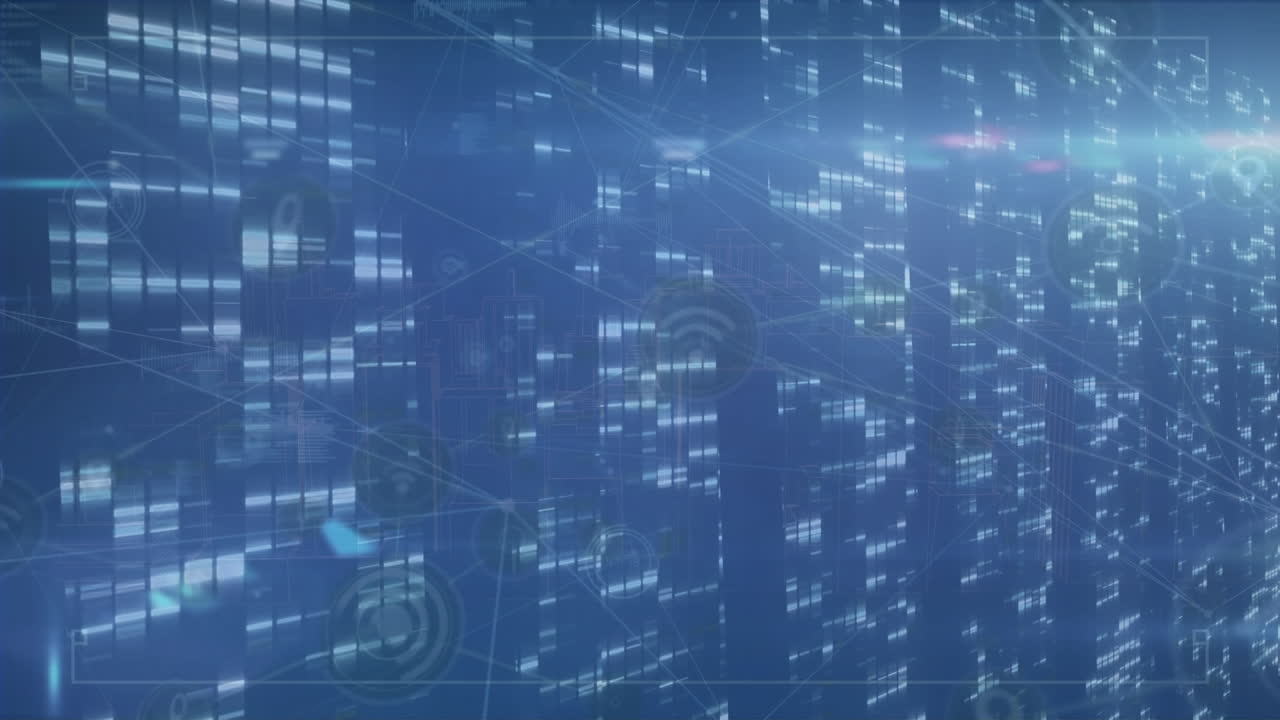 animación de puntos de luz sobre el procesamiento de datos