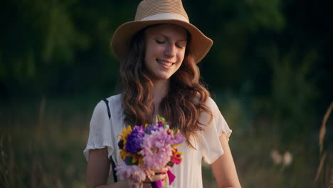 portrait of dreamy girl with wildflowers