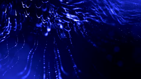 3d render of luminous particles as science fiction background or modern abstract blue background of particles with depth of field and bokeh like vj loop. particles form line and string structure. 12
