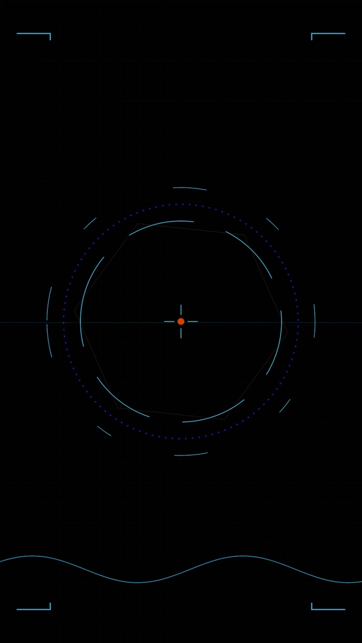Abstract Digital HUD Interface with Rotating Geometric Elements