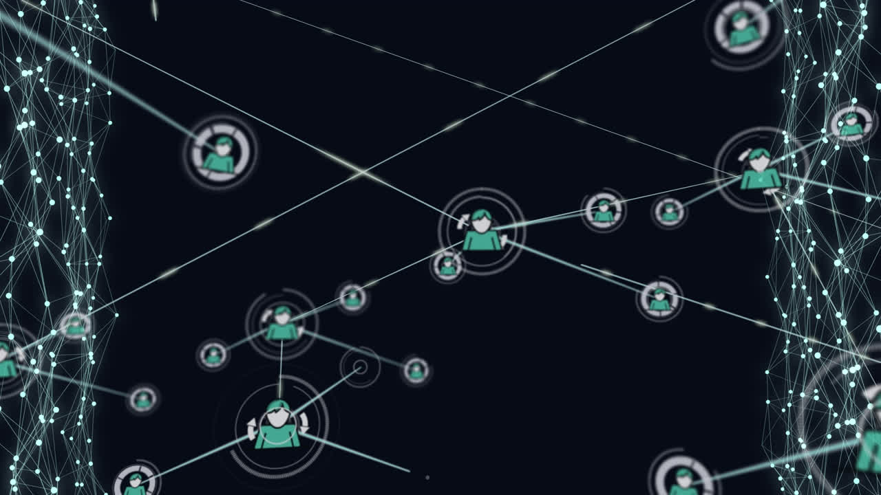 Animation of network of connections with people icons