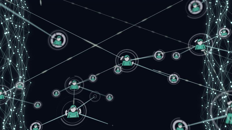 Animation of network of connections with people icons