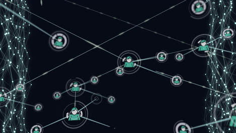 animación de la red de conexiones con los iconos de las personas