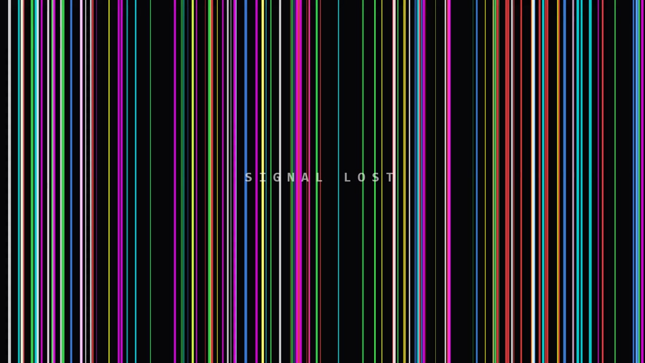 Digital glitcheffekt med textöverlagring "Signal förlorad"