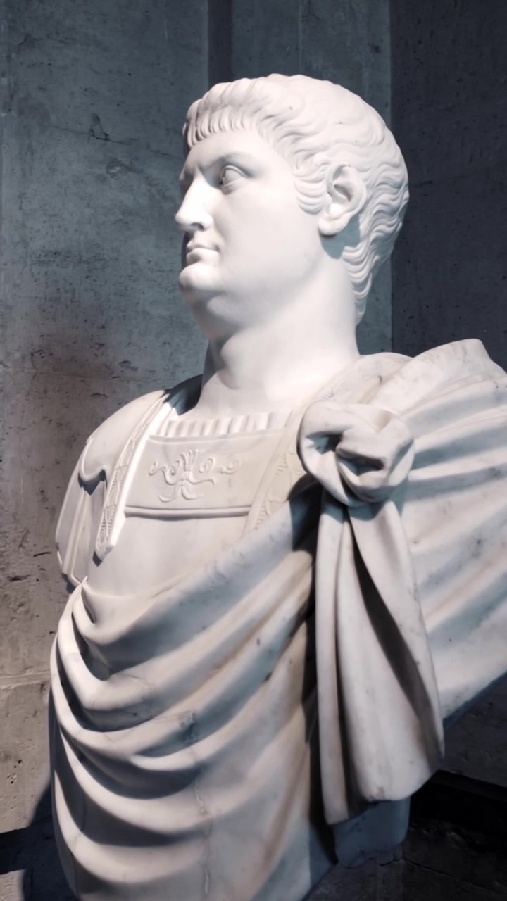 Aranjuez, Spagna, 2 marzo 2026. Busto classico in marmo dell'Imperatore Romano Nerone.