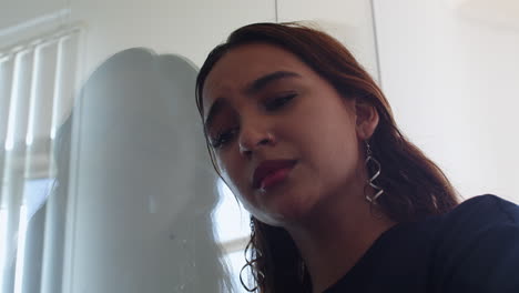 sad woman at home