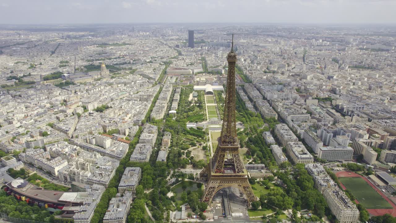 Aerial View of the Eiffel Tower and Paris Cityscape
