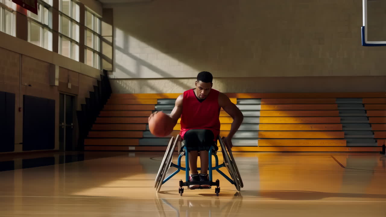 Athlete playing wheelchair basketball