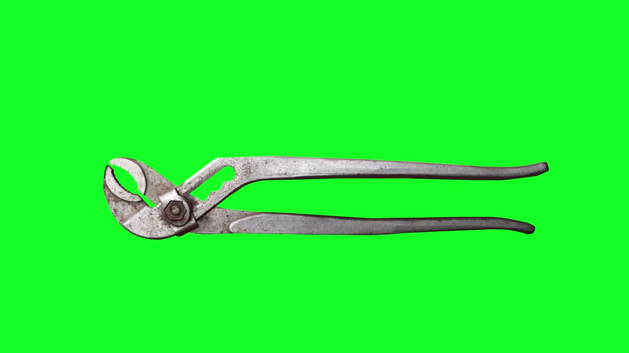 vieja herramienta de mano de plier usada, animación de movimiento de parada de bucle clave de croma, elemento de fuente gráfica