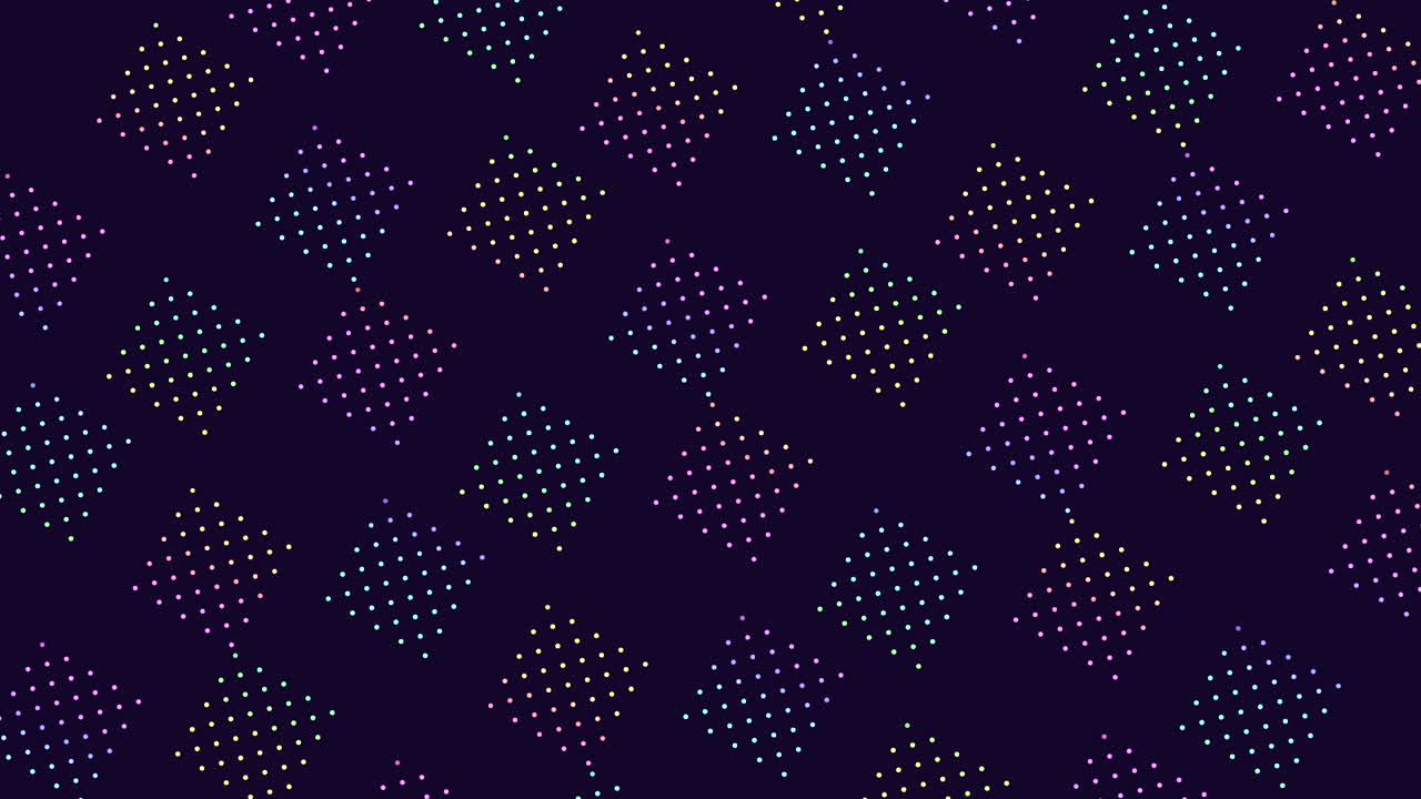 Colorful symmetrical dot grid pattern on dark background