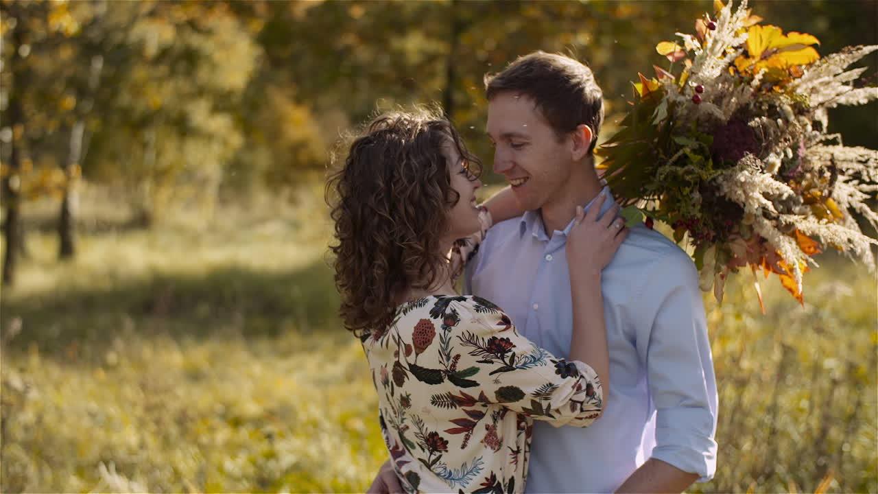 Love and joy in wide open field