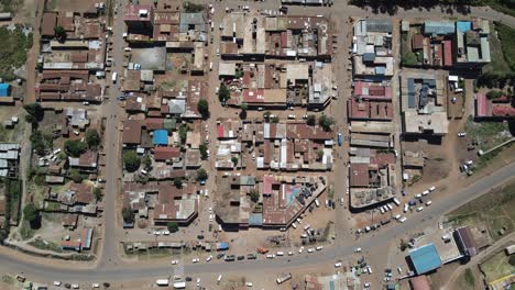 aerial top down view on center of loitokitok town in southern kenya