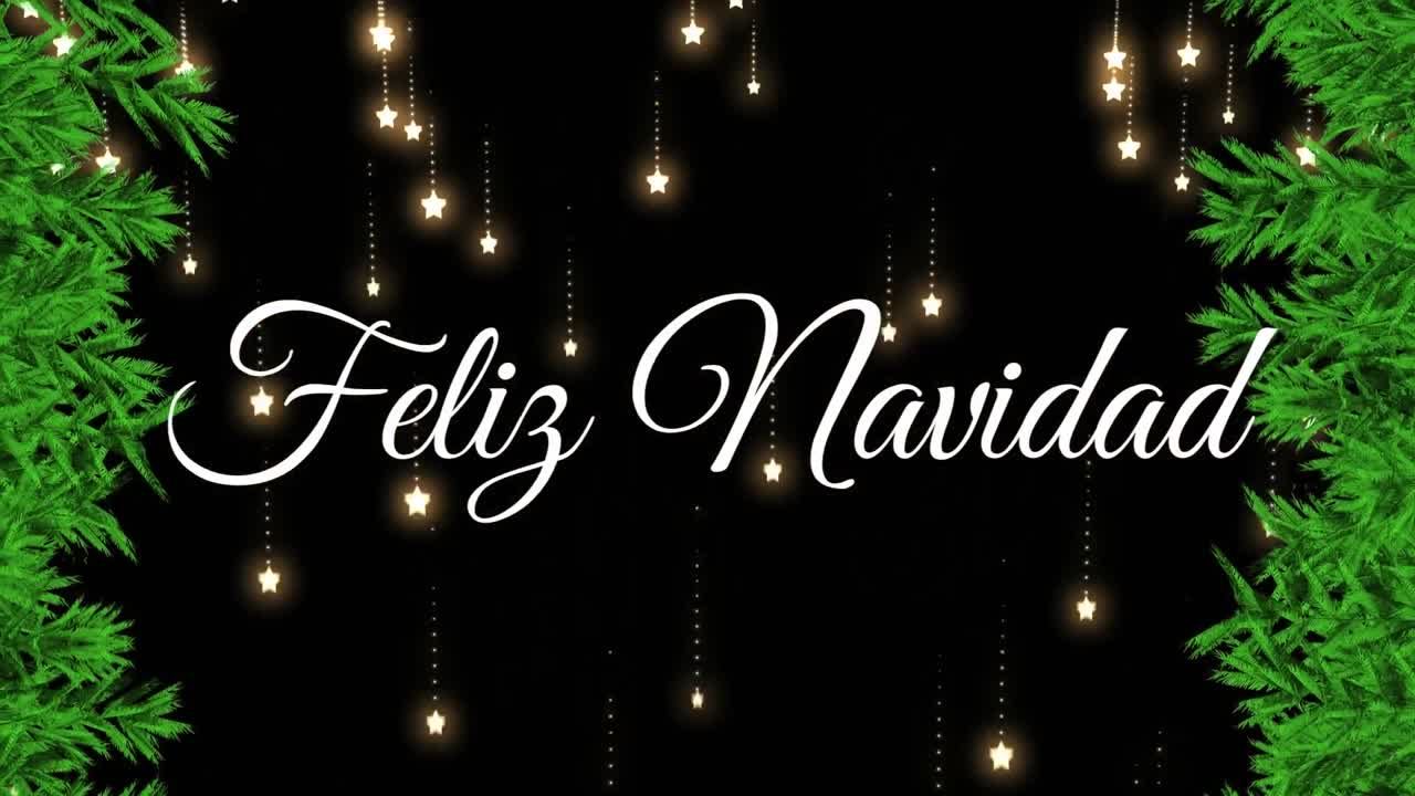 animación de texto de feliz navidad sobre las estrellas de navidad cayendo.