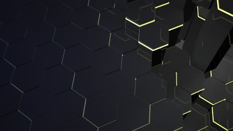 fondo de cuadrícula hexagonal negro y amarillo oscuro de movimiento fondo abstracto