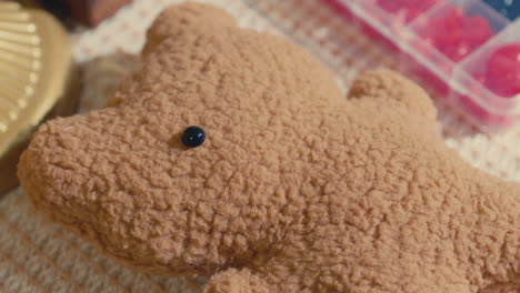 close-up of a teddy bear