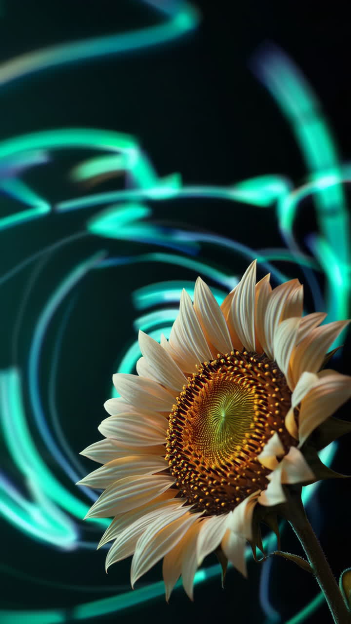 Abstract Sunflower with Light Trails